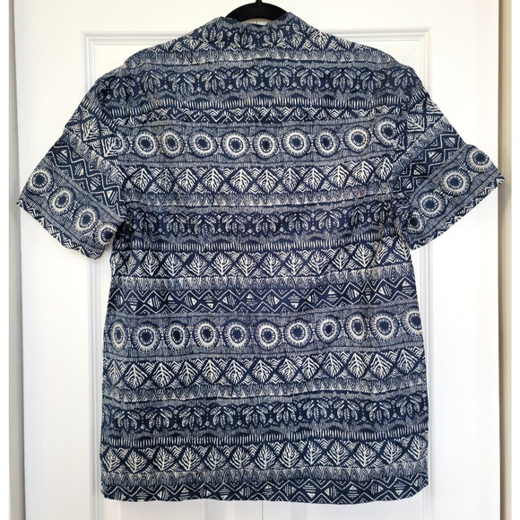 True Craft Men's Small Resort Vacation Hawaiian Cotton Button Down Shirt Blue - Picture 3 of 8